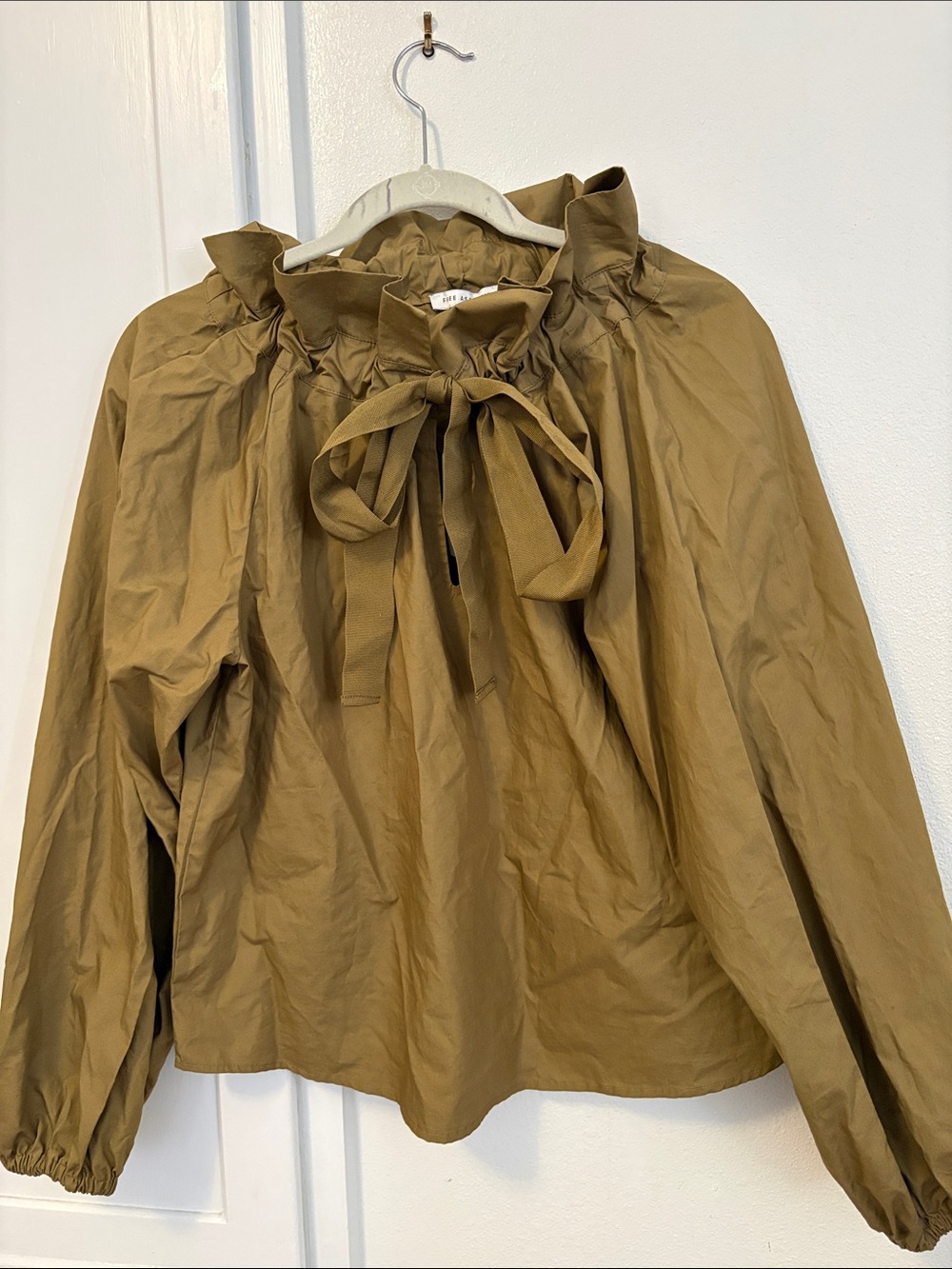 Women's Tie-Neck blouse - Olive Brown